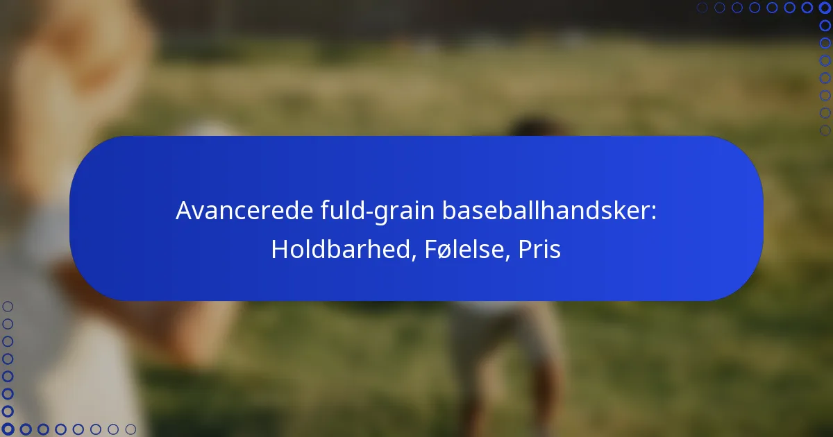 Avancerede fuld-grain baseballhandsker: Holdbarhed, Følelse, Pris