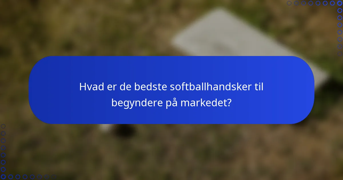 Hvad er de bedste softballhandsker til begyndere på markedet?