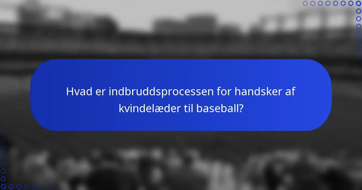 Hvad er indbruddsprocessen for handsker af kvindelæder til baseball?