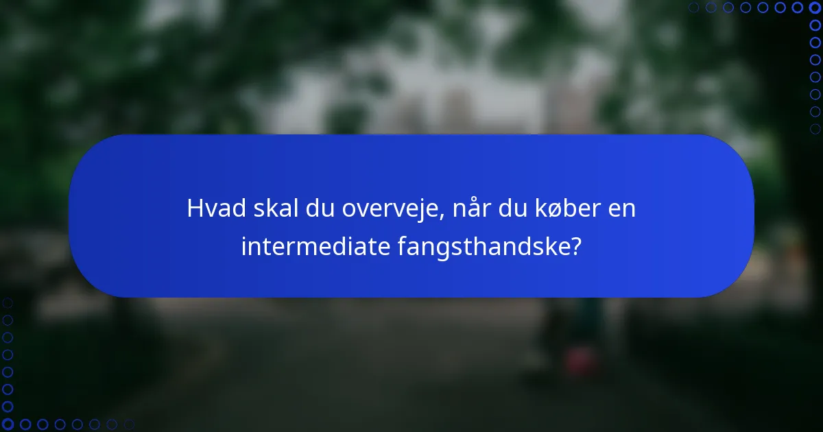 Hvad skal du overveje, når du køber en intermediate fangsthandske?