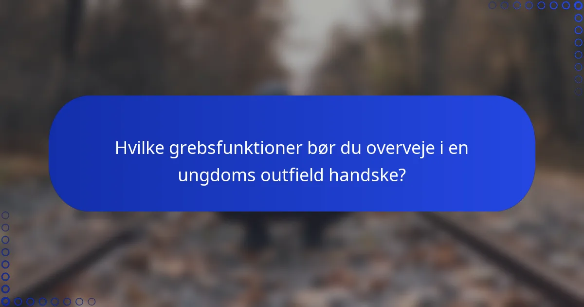 Hvilke grebsfunktioner bør du overveje i en ungdoms outfield handske?