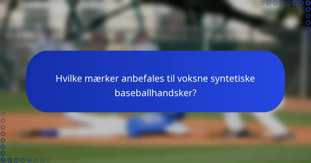 Hvilke mærker anbefales til voksne syntetiske baseballhandsker?