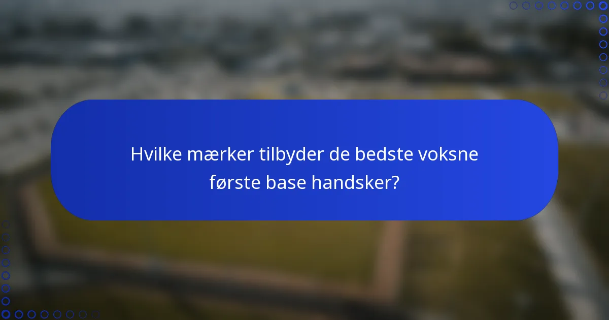 Hvilke mærker tilbyder de bedste voksne første base handsker?
