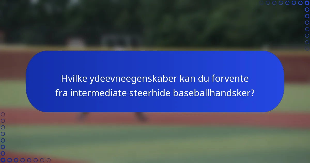 Hvilke ydeevneegenskaber kan du forvente fra intermediate steerhide baseballhandsker?