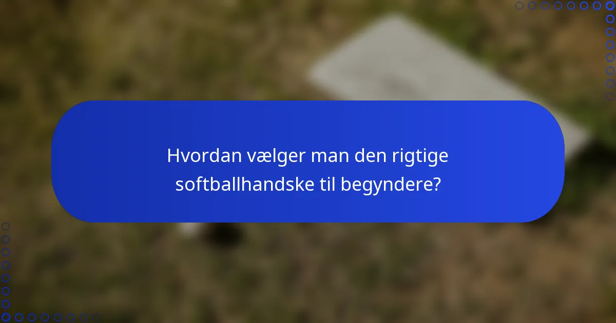 Hvordan vælger man den rigtige softballhandske til begyndere?