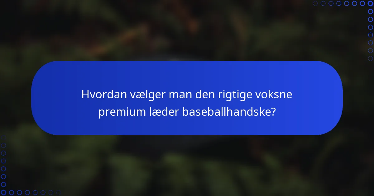 Hvordan vælger man den rigtige voksne premium læder baseballhandske?